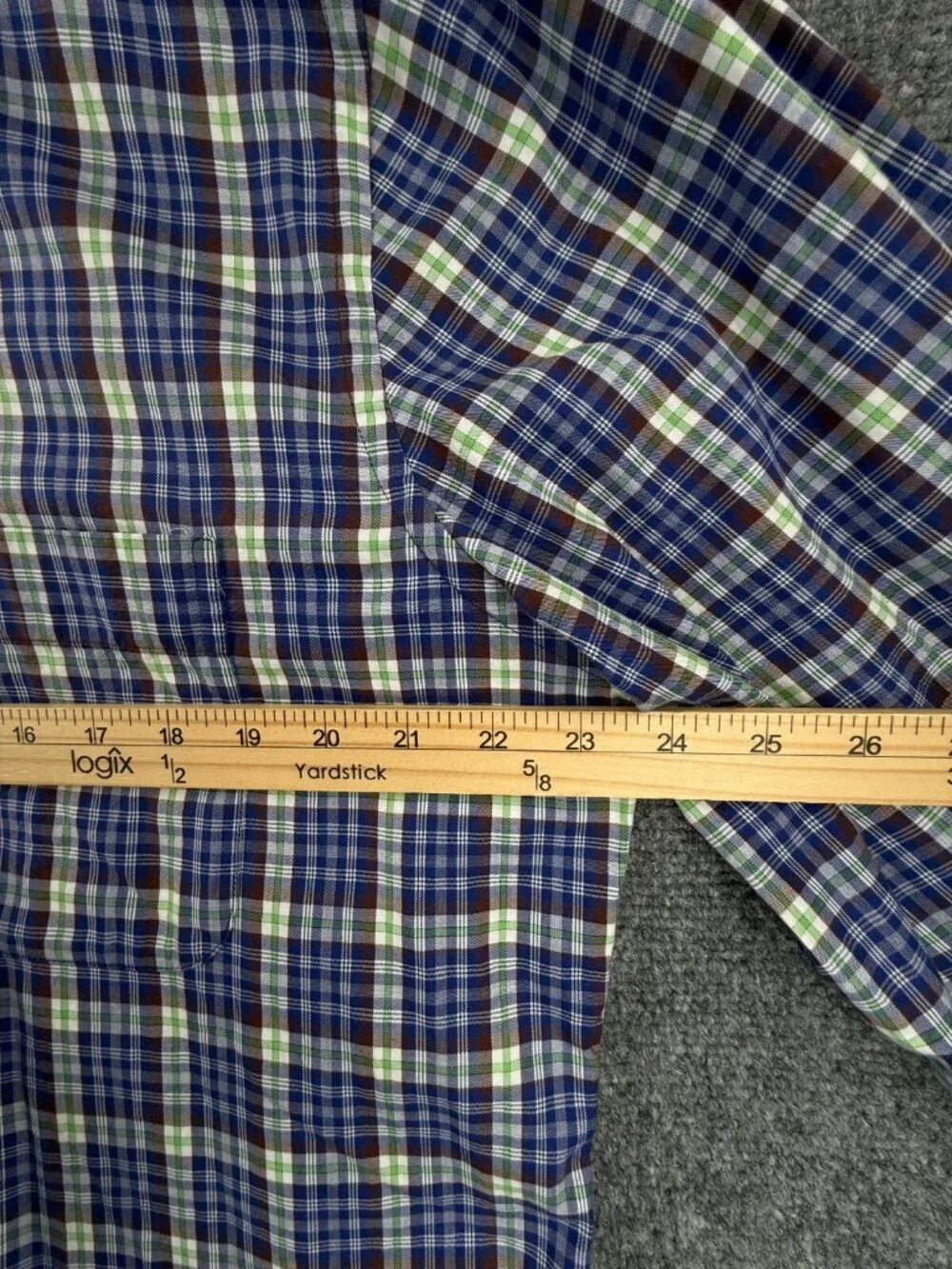 Peter Millar Long Sleeve Button Up Shirt Plaid Green Blue Cotton Adult Woven